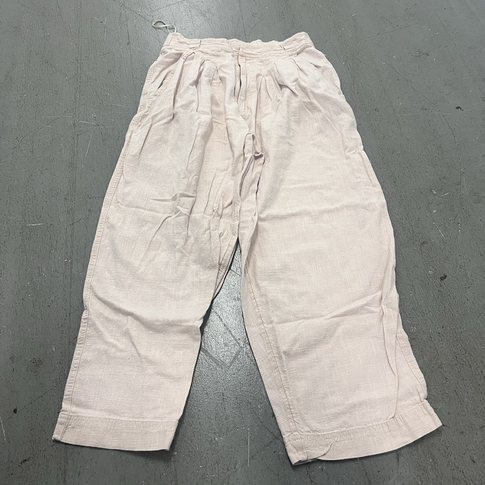 Free People Pants Womens Medium Pink Linen Blend‎ Pull-On Elastic Waist Size 4